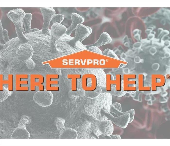 Servpro Bacteria background with "Here to Help" slogan